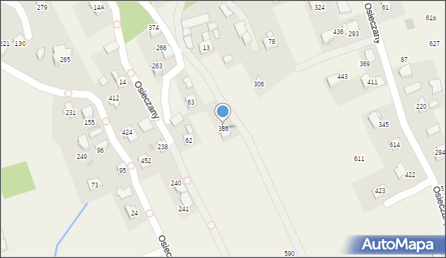 Osieczany, Osieczany, 386, mapa Osieczany