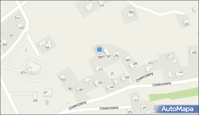Osieczany, Osieczany, 389, mapa Osieczany