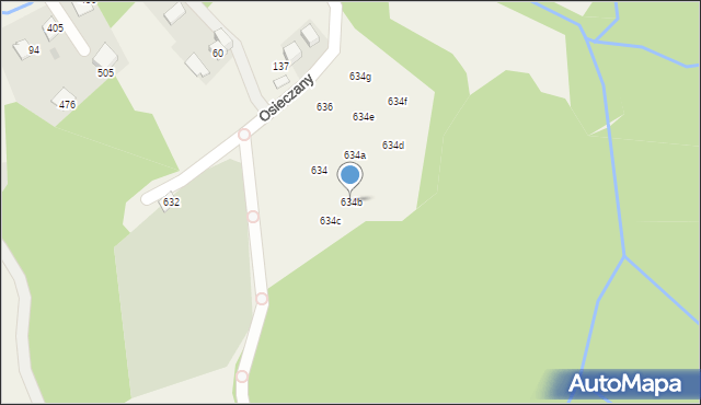 Osieczany, Osieczany, 634b, mapa Osieczany