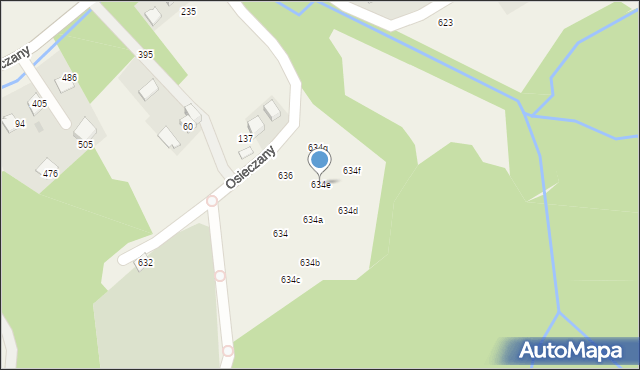 Osieczany, Osieczany, 634e, mapa Osieczany