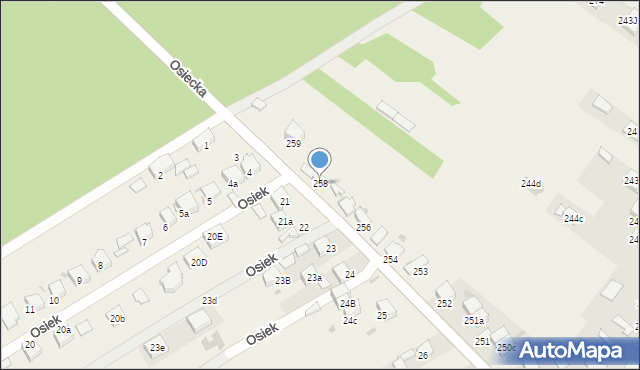 Osiek, Osiek, 258, mapa Osiek