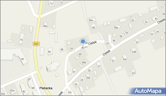 Osiek, Osiek, 61, mapa Osiek