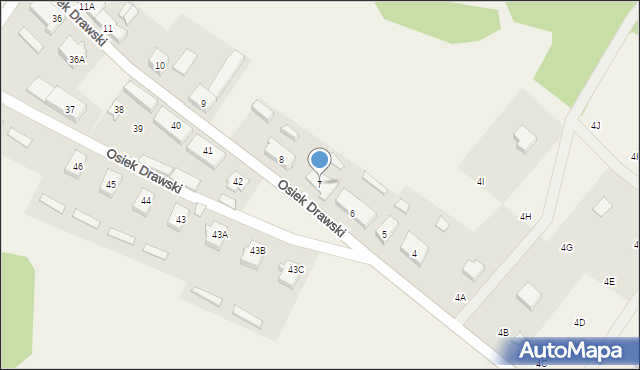 Osiek Drawski, Osiek Drawski, 7, mapa Osiek Drawski