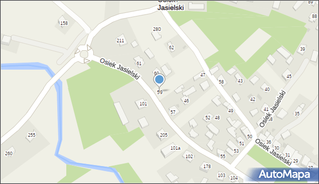 Osiek Jasielski, Osiek Jasielski, 59, mapa Osiek Jasielski