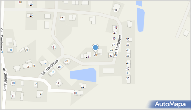 Osiniec, Osiedle Herbowe, 28, mapa Osiniec