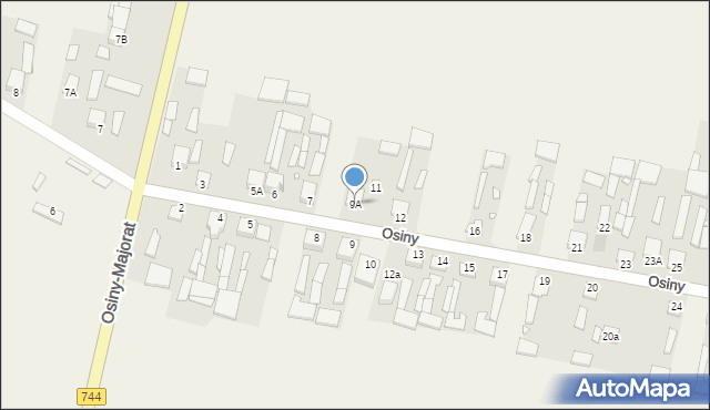 Osiny, Osiny, 9A, mapa Osiny