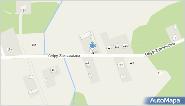 Osipy-Zakrzewizna, Osipy-Zakrzewizna, 14, mapa Osipy-Zakrzewizna