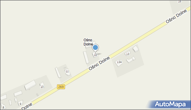 Ośno Górne, Ośno Dolne, 12, mapa Ośno Górne