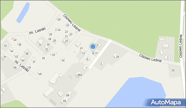 Osowo Leśne, Osiedle Letniki, 5, mapa Osowo Leśne