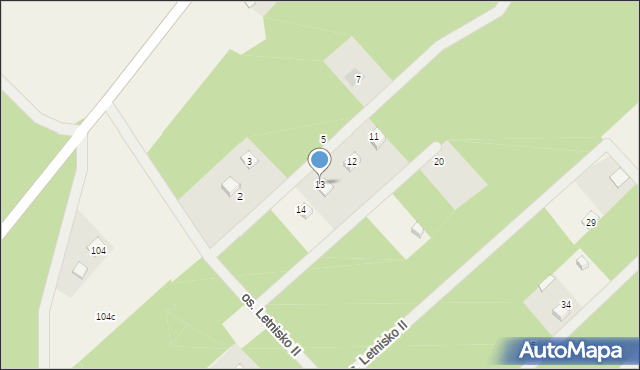 Osowo Leśne, Osiedle Letnisko II, 13, mapa Osowo Leśne