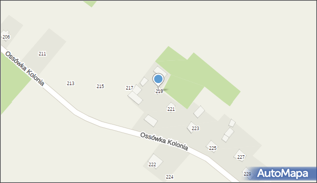 Ossówka, Ossówka, 219, mapa Ossówka