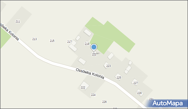 Ossówka, Ossówka, 221, mapa Ossówka