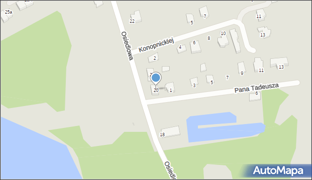 Ostróda, Osiedlowa, 20, mapa Ostróda