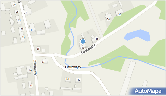 Ostrowąsy, Ostrowąsy, 54, mapa Ostrowąsy