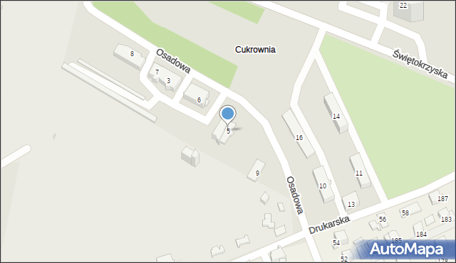 Ostrowiec Świętokrzyski, Osadowa, 5, mapa Ostrowiec Świętokrzyski