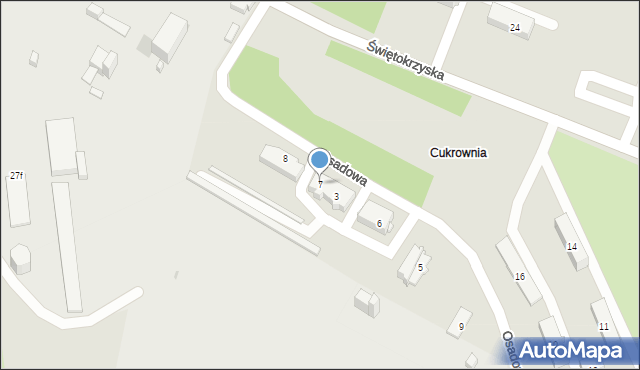 Ostrowiec Świętokrzyski, Osadowa, 7, mapa Ostrowiec Świętokrzyski