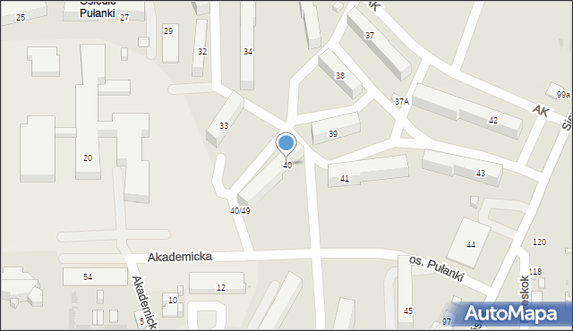 Ostrowiec Świętokrzyski, Osiedle Pułanki, 40, mapa Ostrowiec Świętokrzyski