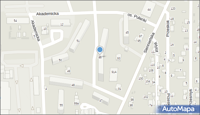 Ostrowiec Świętokrzyski, Osiedle Pułanki, 46, mapa Ostrowiec Świętokrzyski