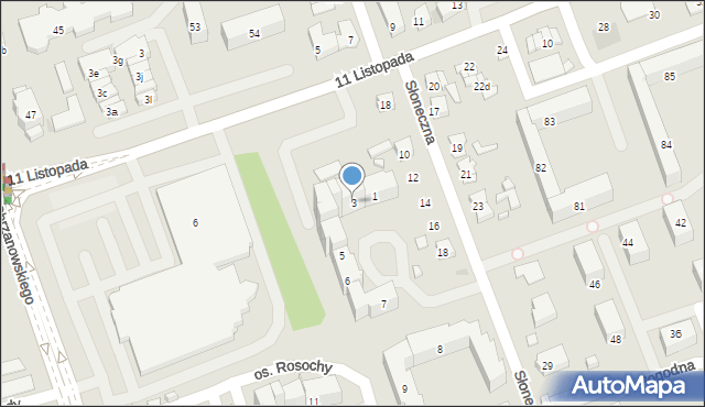 Ostrowiec Świętokrzyski, Osiedle Rosochy, 3, mapa Ostrowiec Świętokrzyski