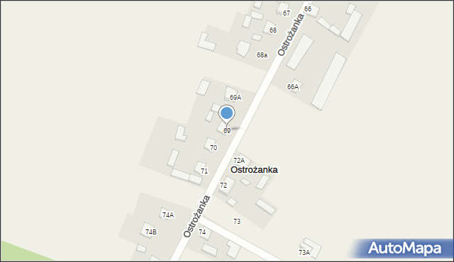 Ostrożanka, Ostrożanka, 69, mapa Ostrożanka