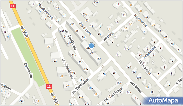 Ostrzeszów, Osiedle Zamkowe, 25, mapa Ostrzeszów