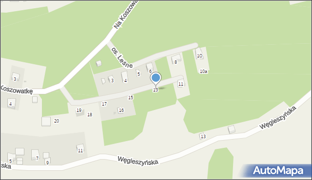 Ostrzyce, Osiedle Leśne, 13, mapa Ostrzyce