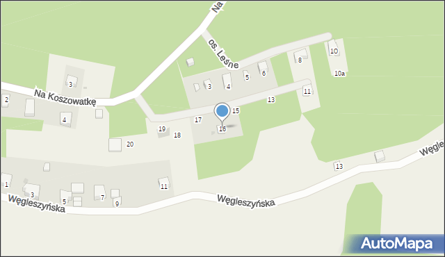 Ostrzyce, Osiedle Leśne, 16, mapa Ostrzyce