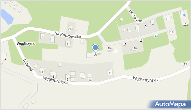 Ostrzyce, Osiedle Leśne, 20, mapa Ostrzyce
