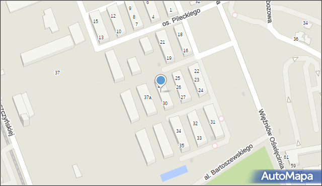 Oświęcim, Osiedle Pileckiego Witolda, rtm., 29, mapa Oświęcimia