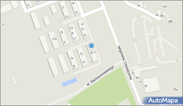 Oświęcim, Osiedle Pileckiego Witolda, rtm., 31, mapa Oświęcimia
