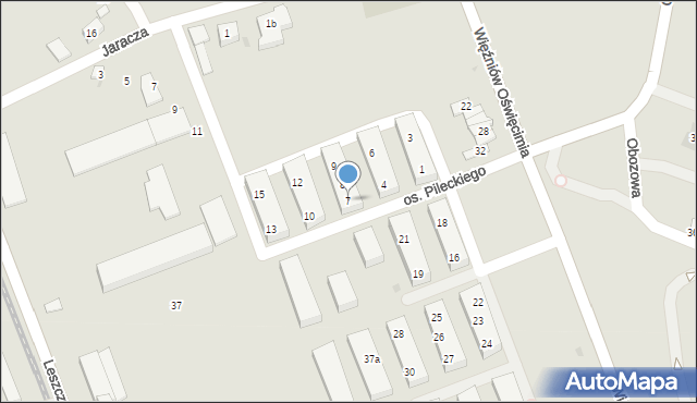 Oświęcim, Osiedle Pileckiego Witolda, rtm., 7, mapa Oświęcimia