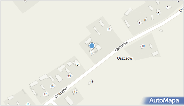 Oszczów, Oszczów, 12, mapa Oszczów