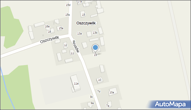 Oszczywilk, Oszczywilk, 13, mapa Oszczywilk