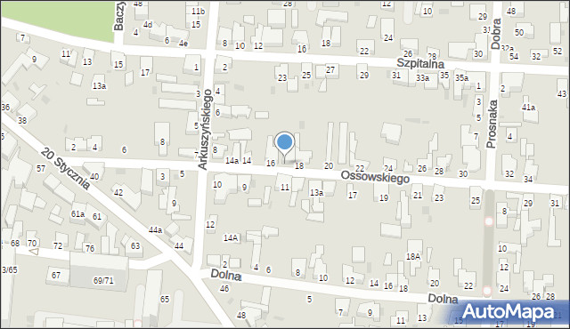Pabianice, Ossowskiego Michała, 16a, mapa Pabianic
