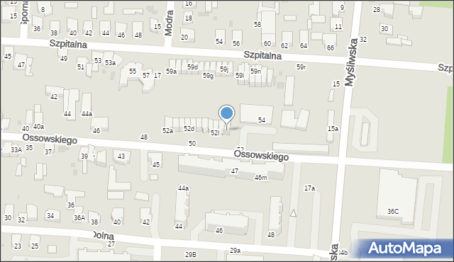 Pabianice, Ossowskiego Michała, 52k, mapa Pabianic