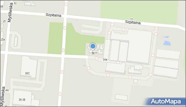 Pabianice, Ossowskiego Michała, 56, mapa Pabianic