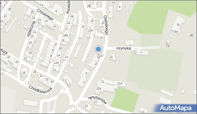 Pasłęk, Osińskiego Franciszka, ks., 12, mapa Pasłęk