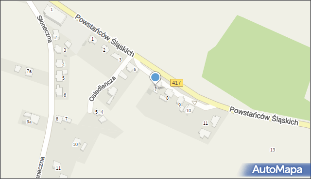 Pawłów, Osiedleńcza, 7, mapa Pawłów