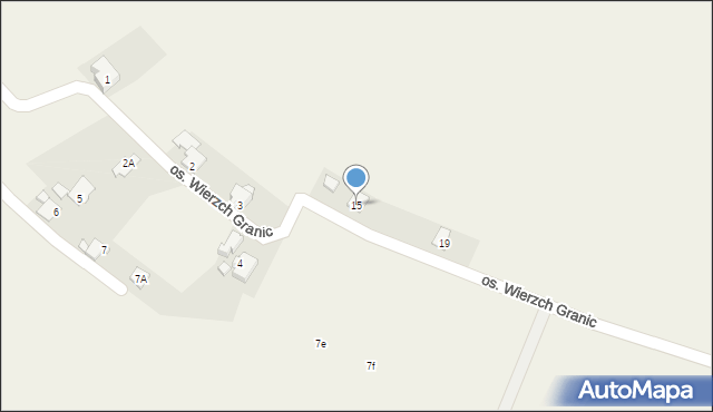 Pietrzykowice, Osiedle Wierzch Granic, 15, mapa Pietrzykowice