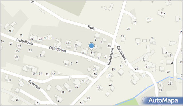 Pietrzykowice, Osiedlowa, 6, mapa Pietrzykowice