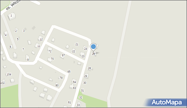 Pilica, Osiedle Wilcze Doły, 26, mapa Pilica