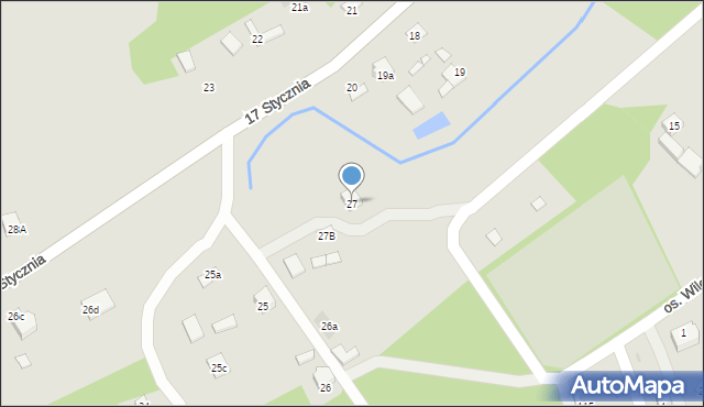 Pilica, Osiedle Wilcze Doły, 27, mapa Pilica