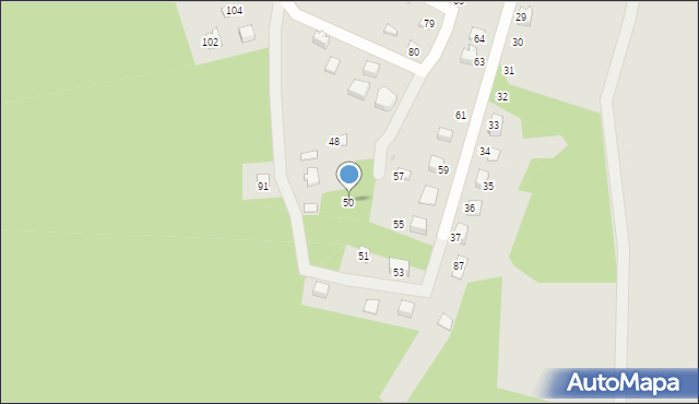 Pilica, Osiedle Wilcze Doły, 50, mapa Pilica