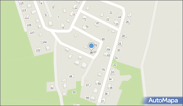 Pilica, Osiedle Wilcze Doły, 80, mapa Pilica