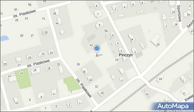 Pinczyn, Osiedle Piaskowe, 40, mapa Pinczyn