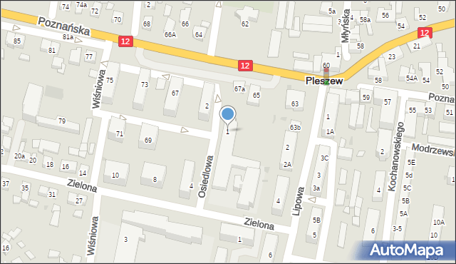 Pleszew, Osiedlowa, 1, mapa Pleszew