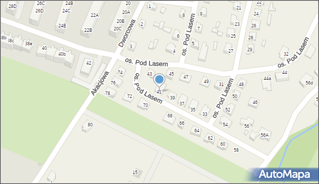 Podbrzezie Dolne, Osiedle Pod Lasem, 41, mapa Podbrzezie Dolne