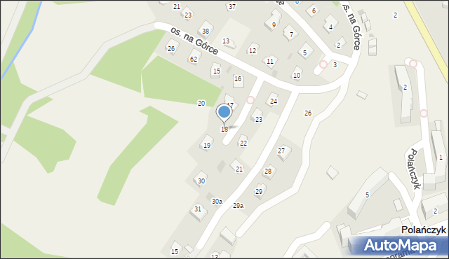 Polańczyk, Osiedle na Górce, 18, mapa Polańczyk