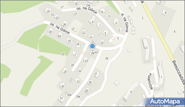 Polańczyk, Osiedle na Górce, 24, mapa Polańczyk