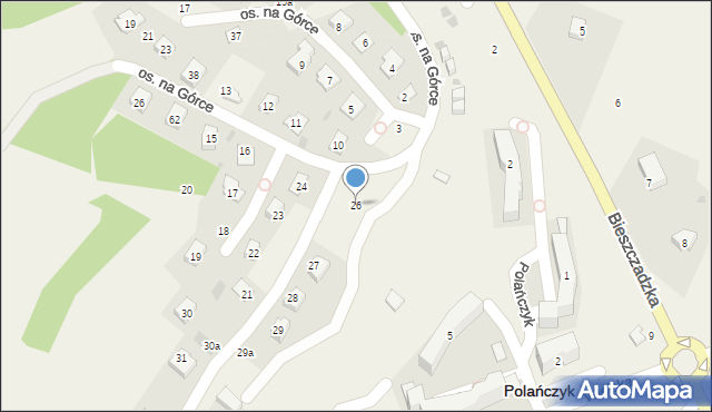 Polańczyk, Osiedle na Górce, 26, mapa Polańczyk